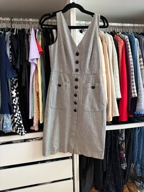 L.K.Bennett Sleeveless Gray Striped Button-Front Dress